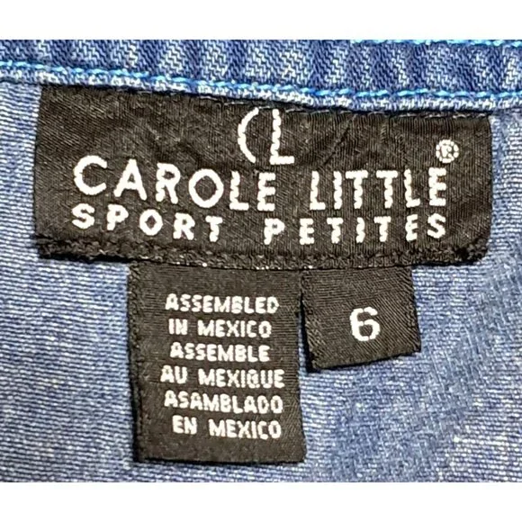 Vintage Carole Little Sport 6 Petite Denim Plaid Maxi Dress Modest Jumper Floral - Picture 3 of 10